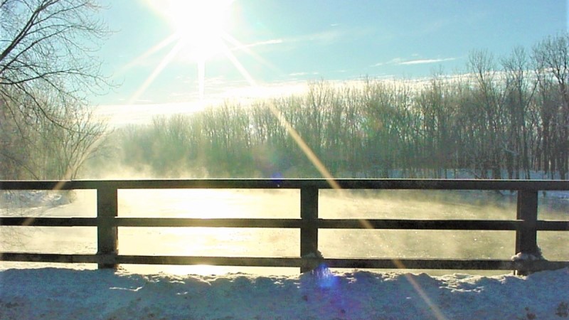 Sunrise over a bridge